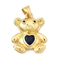 Прусский Синий Кулон из циркония, медведь, без свинца и без кадмия, долговечный, реальный 18 k позолоченный, берлинская лазурь, 20.5x17x5 мм, отверстие : 3.5x4.5 мм