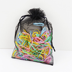 Mesh Bag - Spring Color Élastiques à cheveux colorés en forme de bonbons pour enfants, bandes élastiques non dommageables dans un joli sac à cordon
