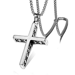 Antique Silver Tibetan Style Stainless Steel Pendant Necklaces, Cross, Antique Silver, No Size 