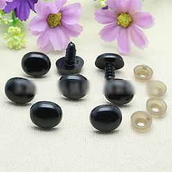 Черный Овальные пластиковые ремесленные предохранительные винты, с шайбой, принадлежности для изготовления кукол, чёрные, 8x6 мм