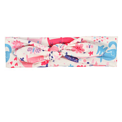 Color 4 Cute Cartoon Bunny Ear Headband Hair Tie for Kids with Elastic Band and Bowknot