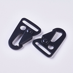 Black Zinc Alloy Enlarged Mouth Clips Hooks, for Parachute Lanyard Sling Outdoors Bag Backpack, Black, 45.5x31x8.5mm, Hole: 4.5~24.5mm
