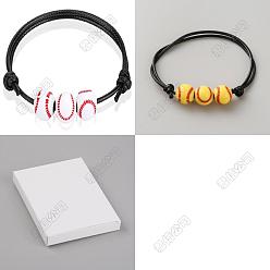 (52) Непрозрачная лаванда 20шт. 2 цвета спортивные акриловые браслеты из бусин для мужчин и женщин, волейбол и бейсбол, воском шнура, разноцветные, внутренний диаметр: 2-1/8~4 дюйм (5.5~10 см), бусина : 12 mm, 10 шт / цвет