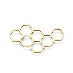 Golden 201 Stainless Steel Open Back Bezel Cabochons, For DIY UV Resin, Epoxy Resin, Pressed Flower Jewelry, Honeycomb, Golden, 20x34.5x1mm
