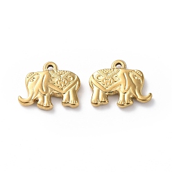 Golden Ion Plating(IP) 304 Stainless Steel Pendants, Elephant Charm, Golden, 15.5x18.5x3mm, Hole: 1.3mm