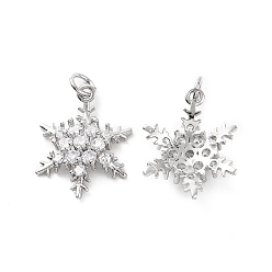 Платина Покрытие стойки латунь микропаве прозрачные подвески из кубического циркония, с целью перехода в кольце, долговечный, без кадмия и без свинца, снежинка очарование, платина, 20x15.5x5 мм, Перейти кольцо: 5x0.8 мм, внутренний диаметр: 3.5 мм