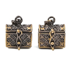 Antique Bronze Brass Prayer Box Pendants, Rectangle, Antique Bronze Color, Size: about 16mm wide, 24mm long, hole: 4mm
