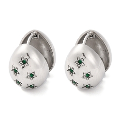 Зеленый 304 серьги-кольца из нержавеющей стали с прозрачным кубическим цирконием для женщин, слеза со звездой, зелёные, 14.5x11.5x17 мм