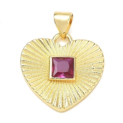 Camélia Pendentifs en laiton zircon cubique pavé, charmes de coeur, sans plomb et sans cadmium, plaqué longue durée, crémaillère plaquage, réel 18 k plaqué or, camélia, 19x19x3.5mm, Trou: 5x3.5mm