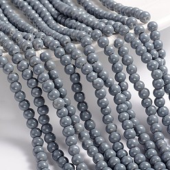 Гейнсборо Окрашенные стеклянные бусины , спекающийся лак, круглые, светло-серые, 4 мм, отверстие : 1.1~1.3 мм, около 200 шт / нитка, 31.4 дюйм