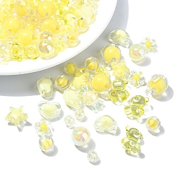 Желтый 120шт 12 стили смешанные стили акриловые бусины, разнообразные, смешанный без отверстия и с центральным сверлением, желтые, 5~18.5x5~22x5~13.5 мм, отверстие : 1.8~3 мм, 10 шт / стиль