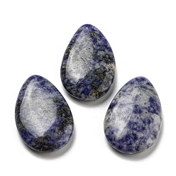 Jaspe Avec Point Bleu Perles de jaspe tache bleue naturelle, pas de trou/percé, larme, 37~38x25~25.5x7.5~8mm