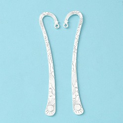 Silver Tibetan Style Alloy Bookmarks, Lead Free and Cadmium Free, Silver Color Plated, 125x23mm, Hole: 3mm