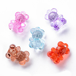 Mixed Color Transparent Acrylic Pendants, Faceted, Bear, Mixed Color, 19.5x13.5x10.5mm, Hole: 1.5mm, about 400pcs/500g