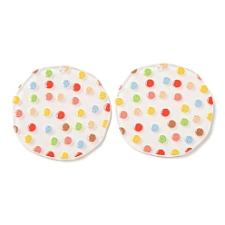 Colorful Opaque Acrylic Pendants, Flat Round, Colorful, 36.5x37x2.5mm, Hole: 1.6mm