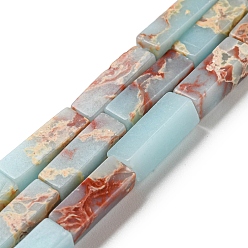 Pale Turquoise Synthetic Imperial Jasper Dyed Beads Strands, Rectangle, Pale Turquoise, 13~13.5x4~4.5x4~4.5mm, Hole: 1.4mm, about 28~29pcs/strand, 14.49''~14.96''(36.8~38cm)