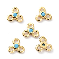 Light Sky Blue Brass Chandelier Components Links, with Cubic Zirconia, Long-Lasting Plated, Real 18K Gold Plated, Flower, Lead Free & Cadmium Free, Light Sky Blue, 6.5x7x2mm, Hole: 1.4mm
