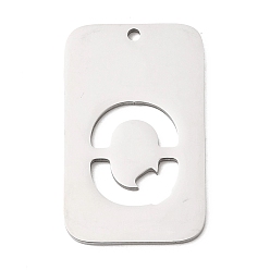 Letter Q 304 подвески из нержавеющей стали, прямоугольник с буквой, цвет нержавеющей стали, Буква Q, 33x20x1.5 мм, отверстие : 1.8 мм