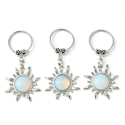 Опал Брелок-подвеска от солнца из опалита и латуни, с латунной фурнитурой платинового цвета, для украшения сумки, ювелирных изделий, подарка, 7.5 см