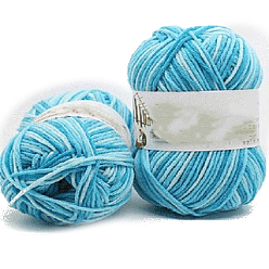 Deep Sky Blue 5-Ply Segment Dyed Milk Cotton Yarn, for Knitting Hat Blanket Scarf Clothes, Deep Sky Blue, 2.5mm, 50g/skein