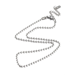 Stainless Steel Color 304 Stainless Steel Ball Chain Necklace, Stainless Steel Color, 15.94 inch(40.5cm)