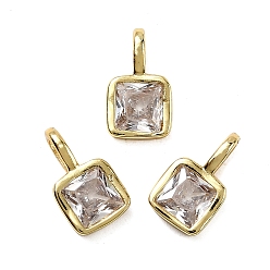 Прозрачный Квадратные медные микро проложить кубических прелести диоксида циркония, стойки покрытие, долговечный, без кадмия и без свинца, золотые, прозрачные, 11.5x6.5x4 мм, отверстие : 4x2.5 мм