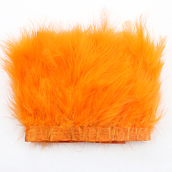 Dark Orange Turkey Feather Fringe Trimming, Costume Accessories, Dyed, Dark Orange, 5-1/8 inch(130mm), about 2.19 Yards(2m)/Bag