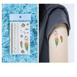 Feather Pride Rainbow Flag Removable Temporary Tattoos Paper Stickers, Feather, 12x7.5cm