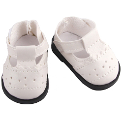 White Imitation Leather Doll Shoes, for 18 "American Girl Dolls BJD Accessories, White, 55x33x28mm