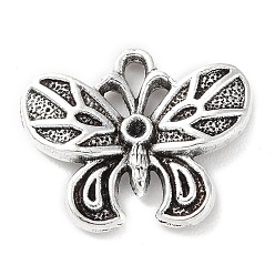 Antique Silver Tibetan Style Alloy Pendant Rhinestone Settings, Butterfly, Antique Silver, Fit for 1.4mm Rhinestone, 17x20.5x3mm, Hole: 1.5mm, about 276pcs/500g
