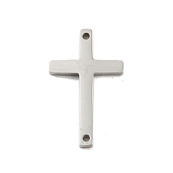 Stainless Steel Color 304 Stainless Steel Connector Charms, Laser Cut, Religion Corss Links, Stainless Steel Color, 17.5x11x1.5mm, Hole: 1mm