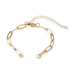 Golden 304 Stainless Steel Paperclip Chains Bracelet Making, with Lobster Claw Clasps, Golden, 5-3/4x1/8 inch(14.5x0.4cm)