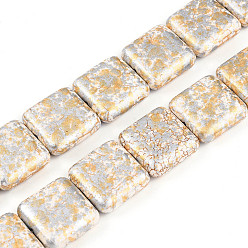 Серебро Синтетических нитей бирюзовые бусы, окрашеные, квадратный, серебряные, 20x20x6.5 мм, отверстие : 1 мм, около 20 шт / нитка, 15.63'' (39.7 см)