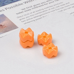 Dark Orange Opaque Acrylic Beads, Wave Snowflake, Dark Orange, 9.5x5mm, Hole: 2mm