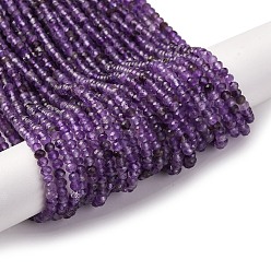 Аметист Природный аметист нитей бисера, рондель, граненые, 3x4x3 мм, отверстие : 0.7 мм, около 117 шт / нитка, 14.96"~15.35" (38~39 см)