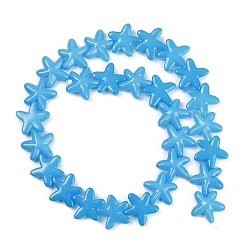 Темно-Голубой Выпечка окрашенные стеклянные бусины, морская звезда, глубокое синее небо, 18x16.5x5.5 мм, отверстие : 1 мм, около 28 шт / нитка, 15.94 дюйм (40.5 см)