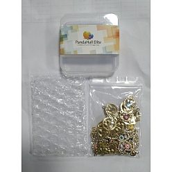 Mixed Color PandaHall Elite 36Pcs 18 Style Rack Plating Light Gold Alloy Enamel Links Connectors, with Crystal Rhinestone, Cadmium Free & Nickel Free & Lead Free, Triangle & Flat Round & Heart, Mixed Color, 15~23x17~23.5x3~3.5mm, Hole: 1.6mm, 2pcs/style