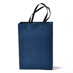Marine Blue Rectangle Paper Bags, with Nylon Handles, for Gift Bags and Shopping Bags, Marine Blue, 23x0.4x32cm