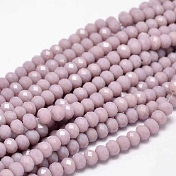 Thistle Faceted Rondelle Glass Beads Strands, Thistle, 6x4mm, Hole: 1mm, about 94pcs/strand, 17 inch
