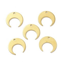 Raw(Unplated) Brass Pendant, for Jewelry Making, Double Horn/Crescent Moon, Raw(Unplated), 12x13x0.5mm, Hole: 1mm