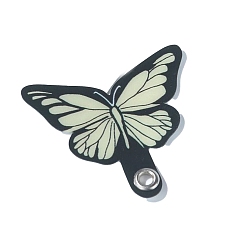 Beige Butterfly PVC Mobile Phone Lanyard Patch, Phone Strap Connector Replacement Part Tether Tab for Cell Phone Safety, Beige, 6x3.6cm