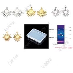 Mixed Color 16Pcs 4 Styles 304 Stainless Steel Pendant Cabochon Settings, Mixed Shapes, Ion Plating(IP), Mixed Color, Tray: 5~8mm, 20~23x16~22x2mm, Hole: 1.2mm, 4pcs/style