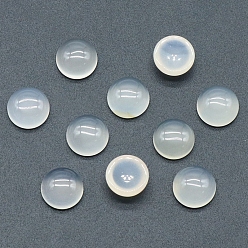 Natural Agate Natural White Agate Cabochons, Half Round, 10x5mm