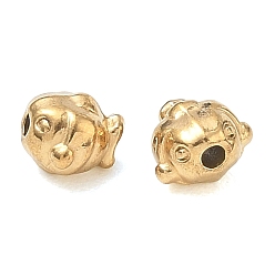 Real 18K Gold Plated 304 Stainless Steel Beads, Fish, Ion Plating(IP), Real 18K Gold Plated, 5x6x6mm, Hole: 1.4mm