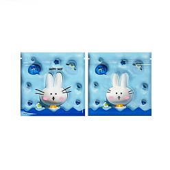 Light Sky Blue Rabbit PET Zip Lock Gift Bags, Self Sealing Reclosable Package Pouches for Jewelry Storage, Light Sky Blue, 13.5x13.5cm