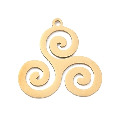 Золотистый 201 подвески из нержавеющей стали, трискеле, золотые, 25x25x1 мм, отверстие : 1.6 мм