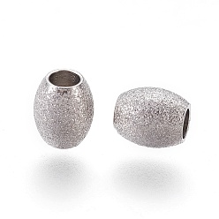 Stainless Steel Color 304 Stainless Steel Textured Beads, Oval, Stainless Steel Color, 6x5mm, Hole: 2.3mm