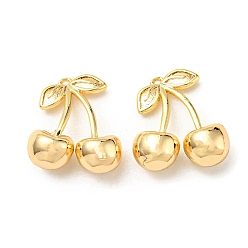 Real 18K Gold Plated Brass Charms, Cherry, Real 18K Gold Plated, 13x12x5mm, Hole: 0.7mm