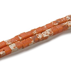 Orange Synthesis Imperial Jasper Beads Strands, Dyed, Cube, Orange, 2~2.5x2.5~3.5x2.5~3mm, Hole: 0.4mm, about 157~165pcs/strand, 14.96~15.75''(38~40cm)
