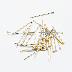 Real 18K Gold Plated Brass Flat Head Pins, Long-Lasting Plated, Nickel Free, Real 18K Gold Plated, 45x0.7mm, Head: 2mm, 110pcs/bag